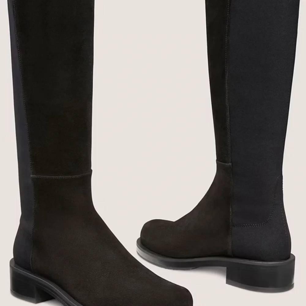 Stuart Weitzman 5050 Bold OTK Boots Black Suede Over-the-Knee Size 8.5